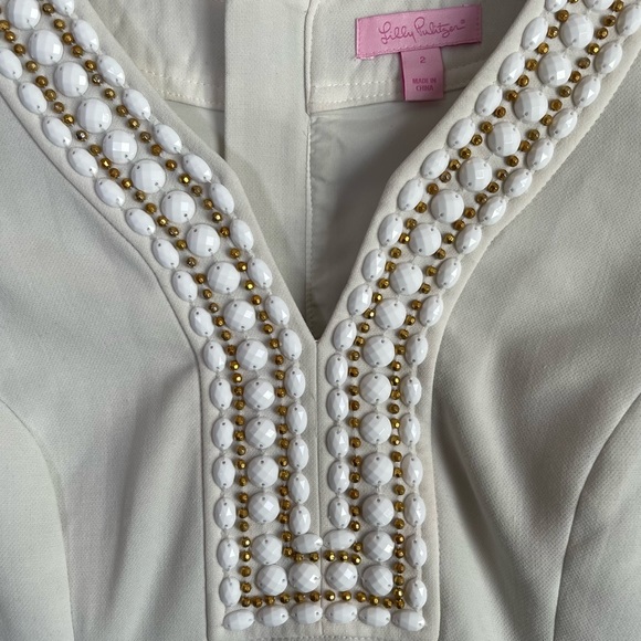 Lilly Pulitzer Women’s Bennett Shift Bead Jewel Dress Cameo White 2 - Picture 2 of 12